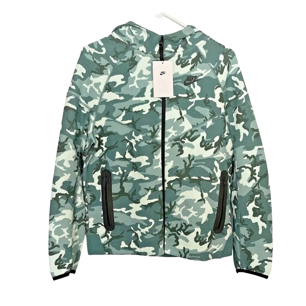 Nike Tech Fleece Youth Full Zip Jacket Kids Green Camo FN9118-361 Boys M NEW
